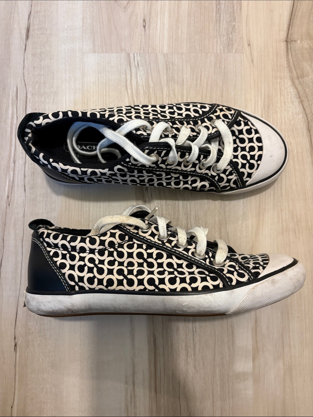 Coach Black & White Signature Pattern Low-Top Sneakers